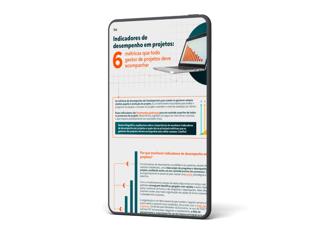 Foto de um tablet com a capa do infográfico