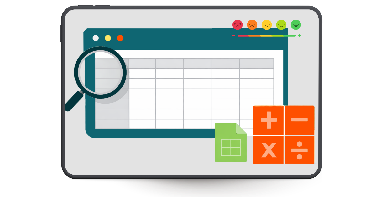 Imagem de um tablet com uma ilustração representando a planilha Likert