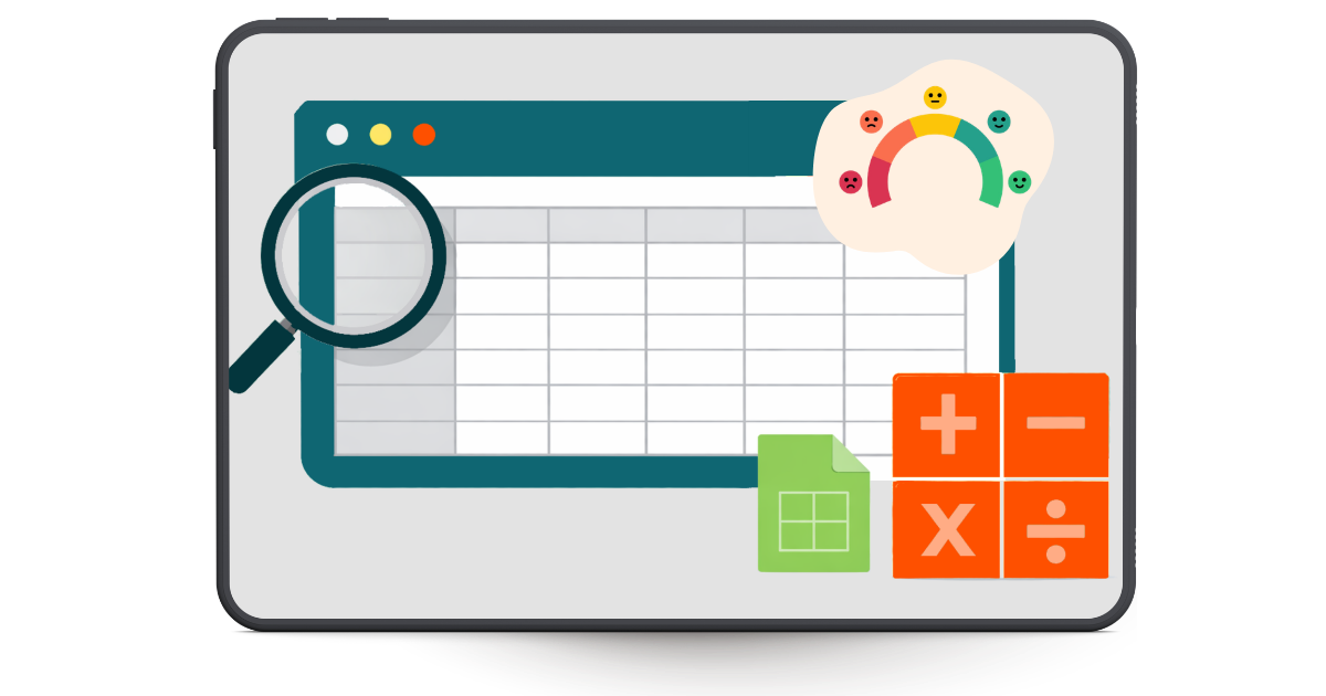 Imagem de um tablet com a ilustração de como é a planilha de Custor Health Score